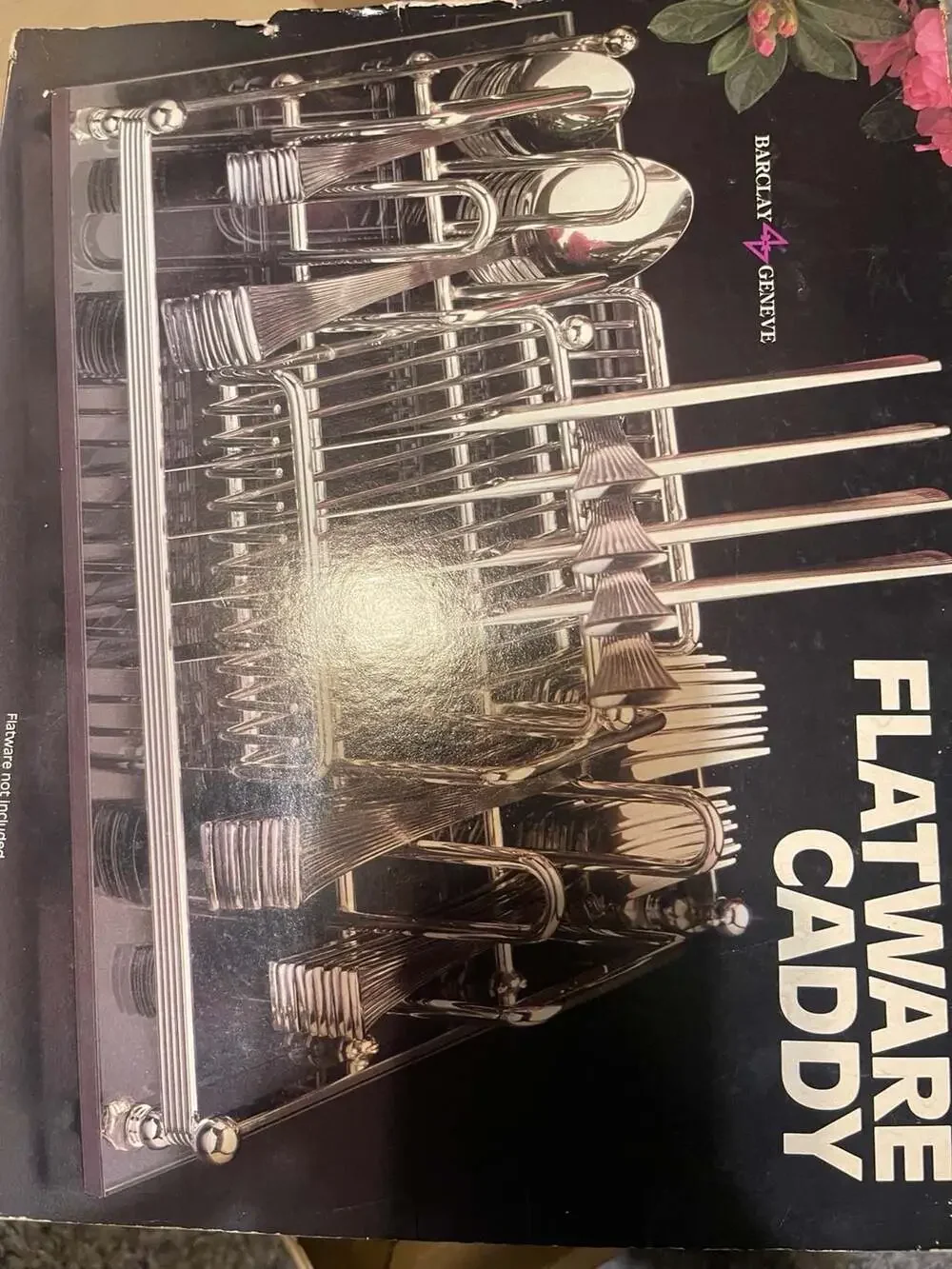 Barclay Geneve Vintage Chrome and Lucite Flatware Caddy in Original Box #FC1